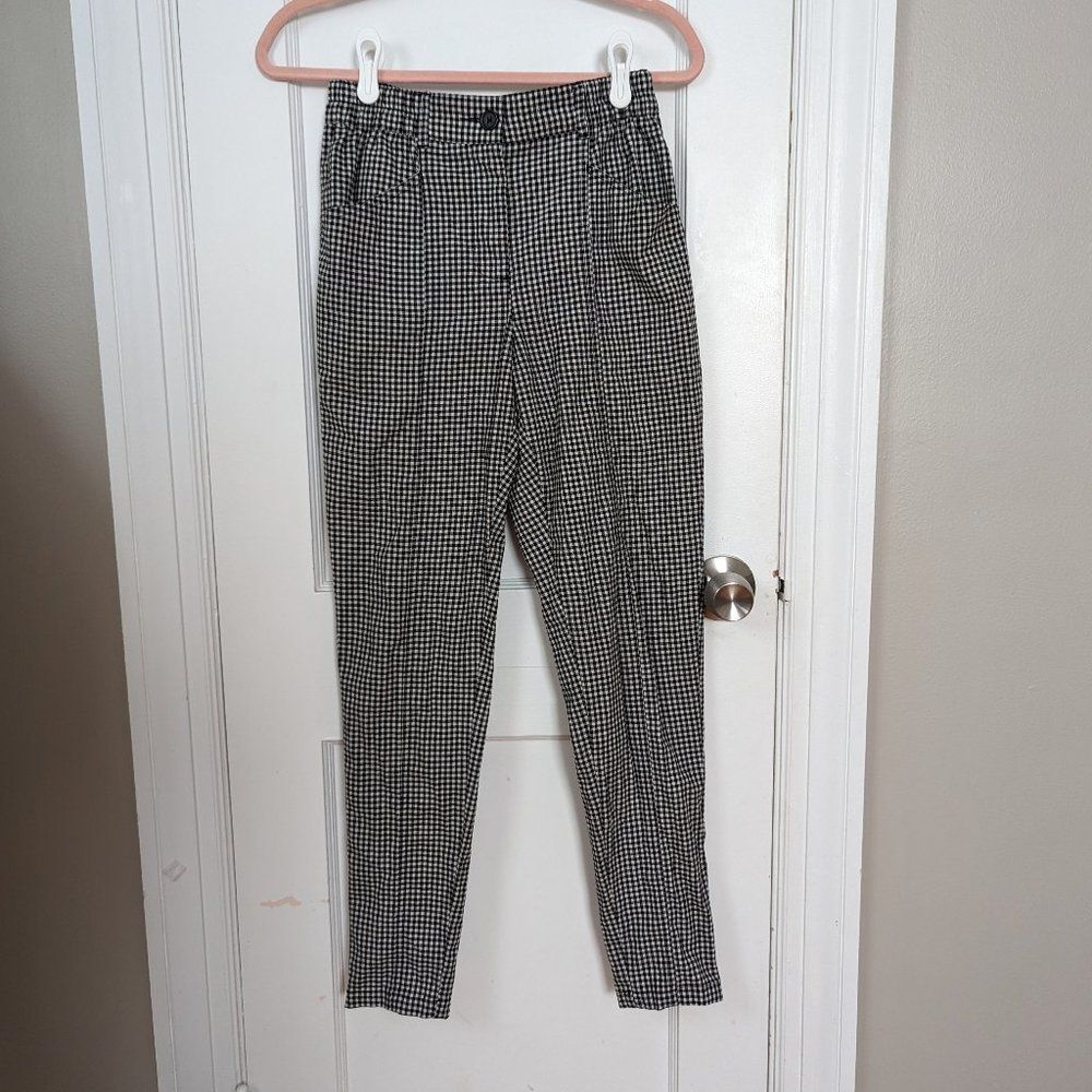 Urban Outfitters | Black & White Gingham Check Slim Ankle Pants Size XS